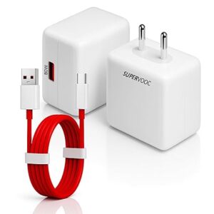 Oneplus 80W Supervooc Charger with 1M Type-C Cable for Oneplus 15/15r/13/13r/13s/12/12r/11/11r/Nord 5/Ce5/4/Ce4/10T/10/Open/Realme|Supports Dash|Wrap| Vooc|Superdart|USB C 80 Watt Charging Adapter