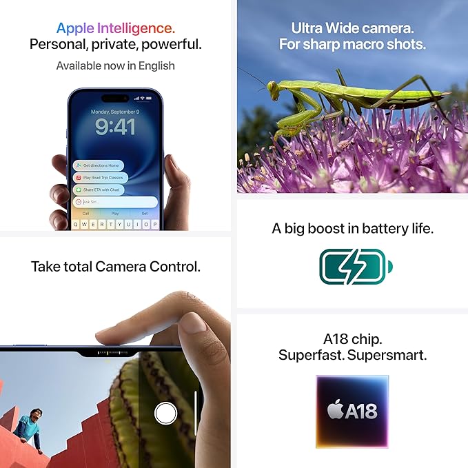 iPhone 16 Plus 256 GB: 5G Mobile Phone with Camera Control, A18 Chip and a Big Boost in Battery Life. Works with AirPods; Black - Image 6