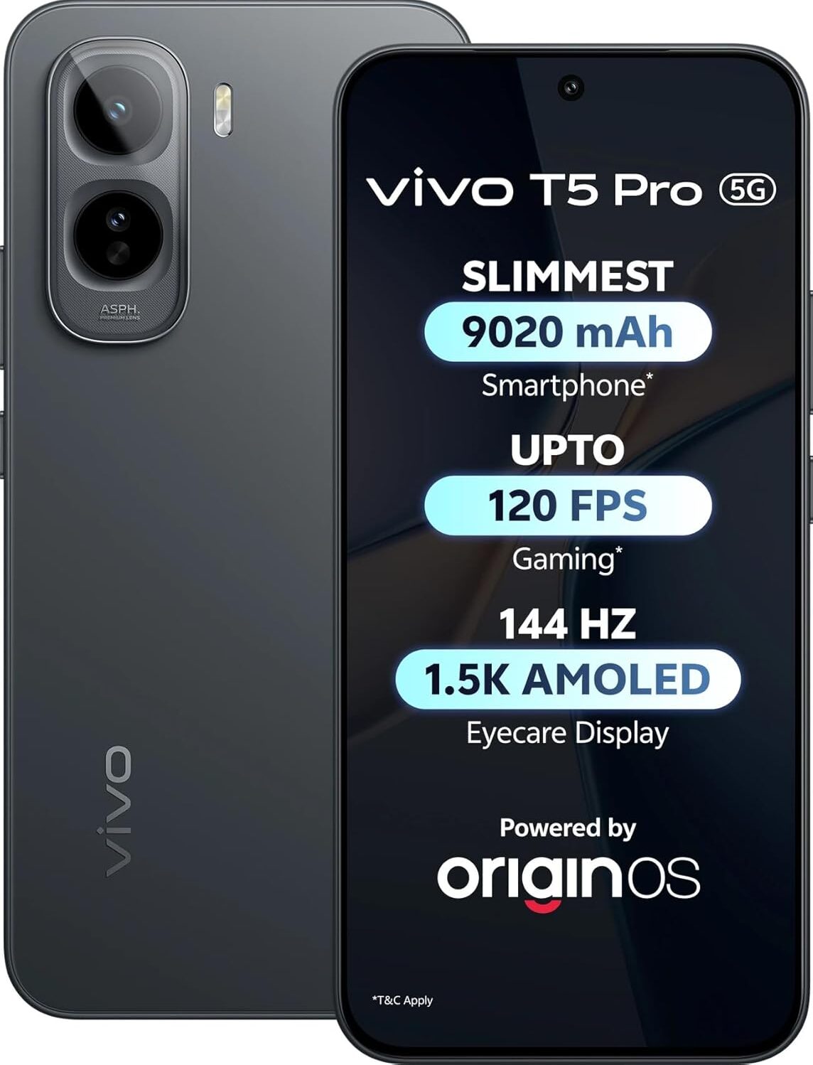 vivo T5 Pro 5G (Cosmic Black, 8GB RAM, 256GB Storage)